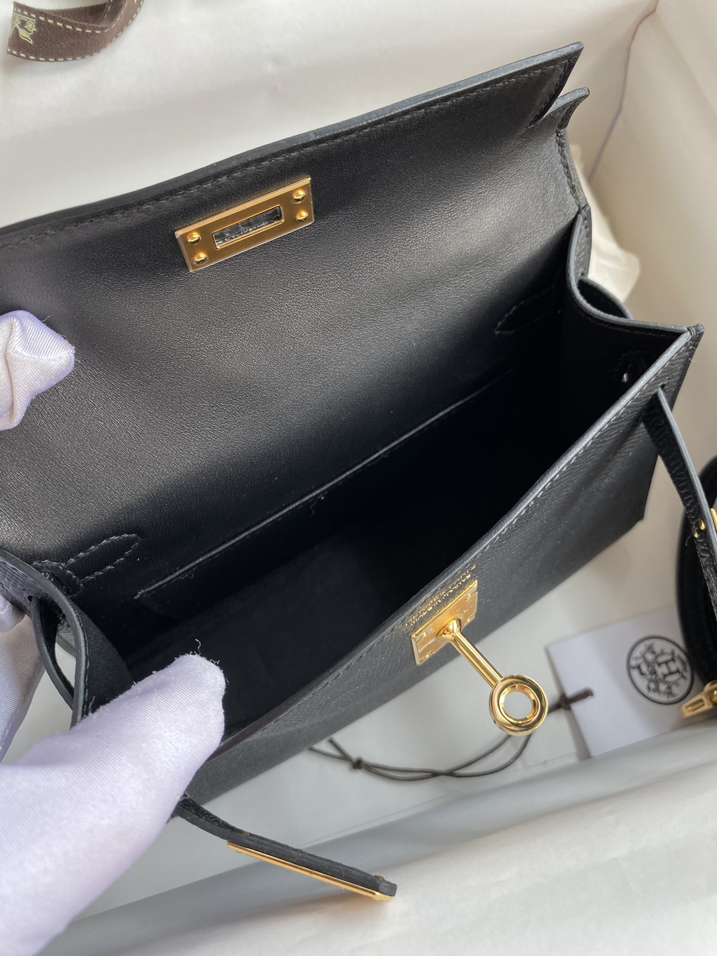 Hermes Kelly Mini II Bag 19CM In Black Epsom Leather